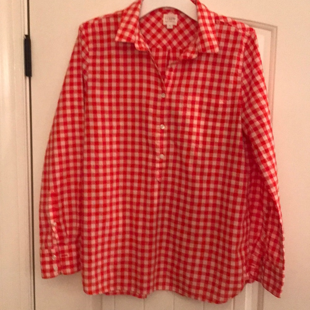 Jcrew orange gingham shirt